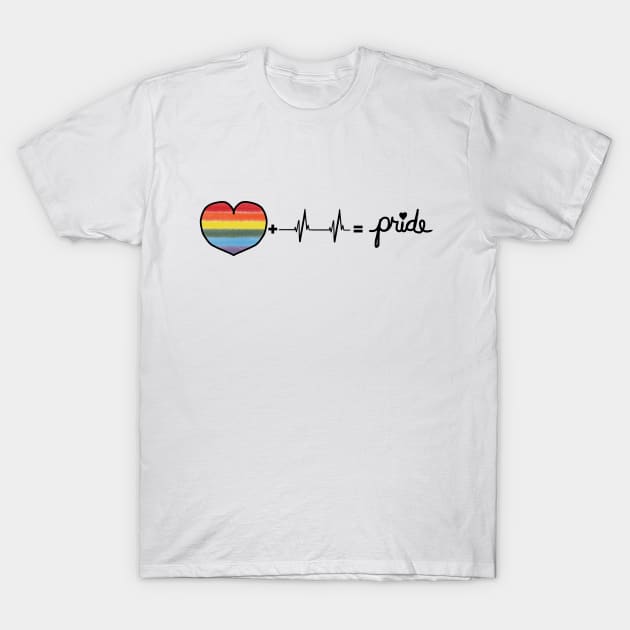 LGBTQIA Heart + Heartbeat = Pride Design T-Shirt by PurposelyDesigned